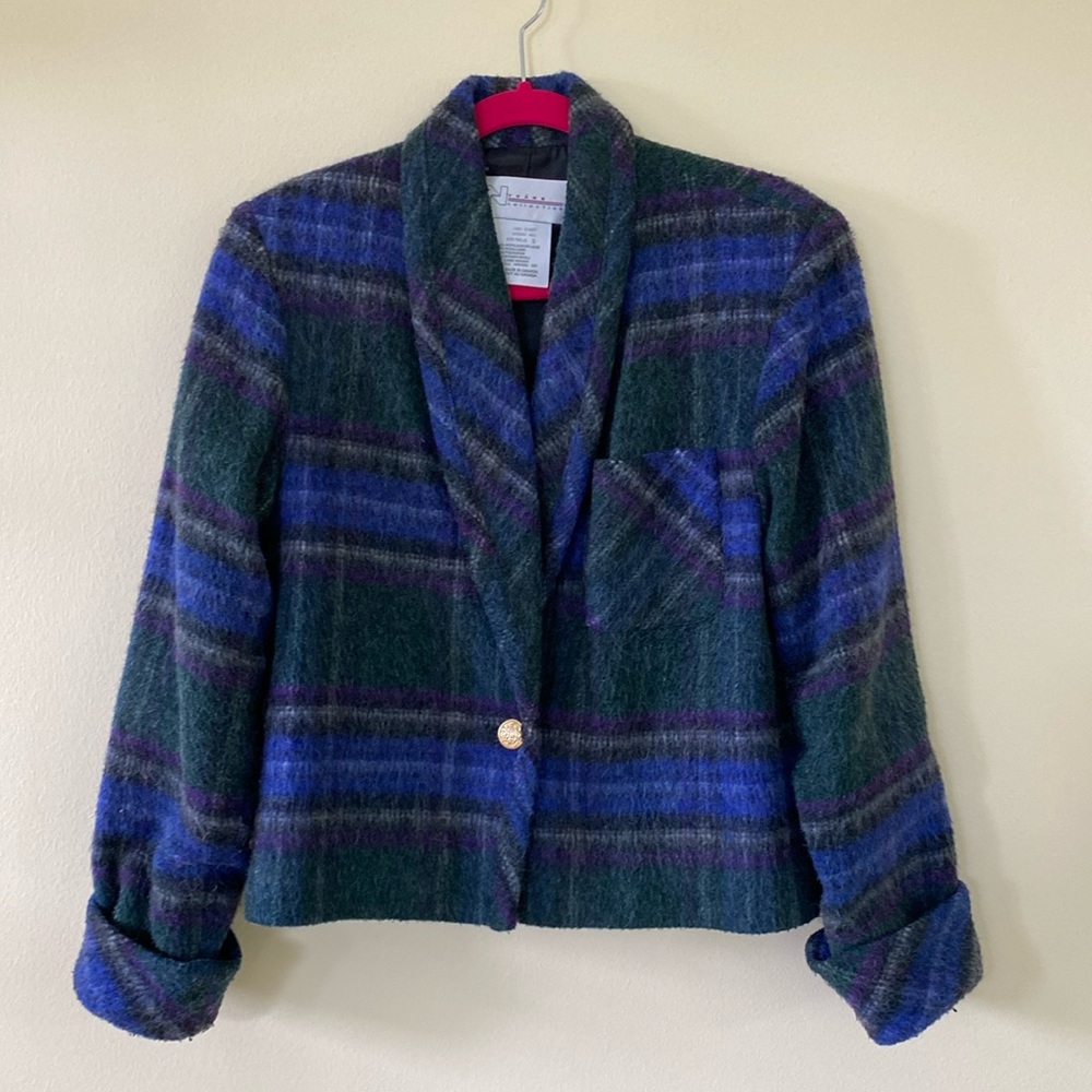 Vintage Women’s Nygard Collection Mohair Wool Blend Plaid Jacket